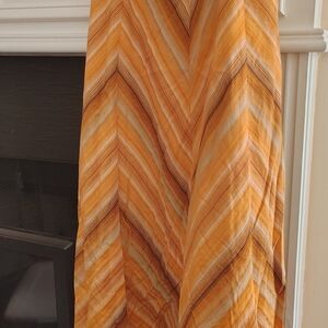 Ashley Stewart Linen Chevron Patterned Orange/ Brown Multi Colored Long Skirt